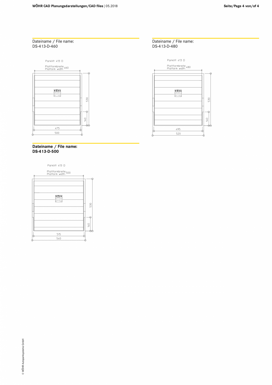 Pagina 4-CAD-PDF Sistem mecanic de parcare WOEHR_CAD-413_DE-EN_05-2018 WÖHR Detaliu de produs PARKLIFT...