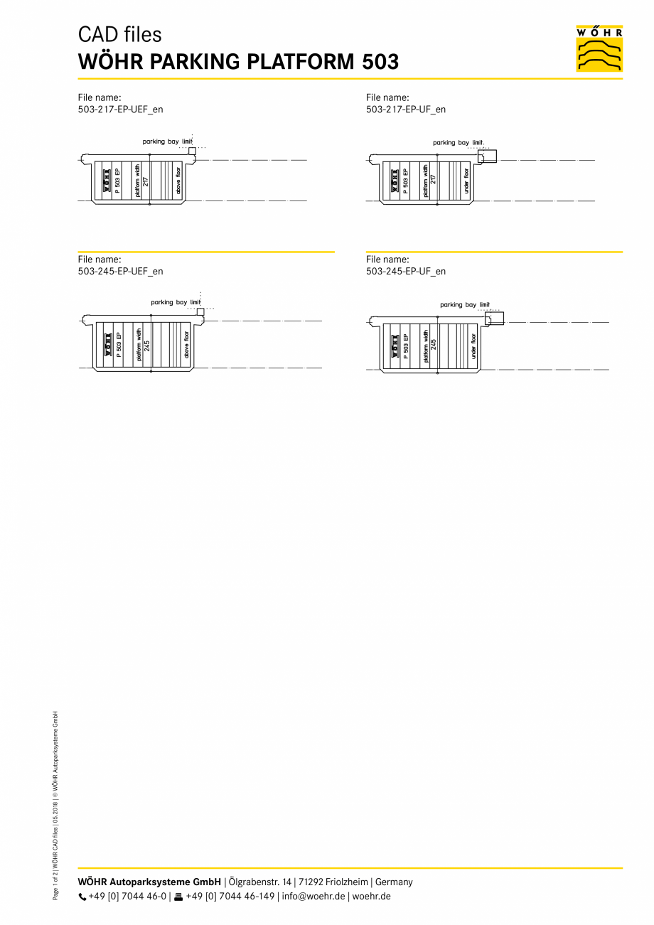 Pagina 1-CAD-PDF Platforma de parcare WOEHR_CAD-503_EN_05-2018 WÖHR Detaliu de produs 