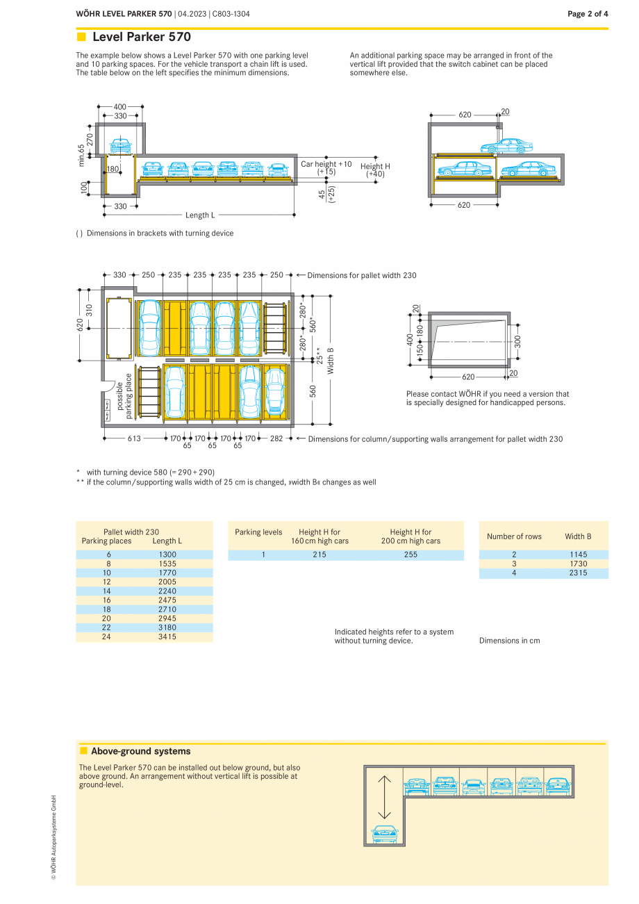 Pagina 2-Sistem automat de parcare WÖHR LEVEL PARKER 570 Fisa tehnica Engleza Autoparksysteme GmbH |...