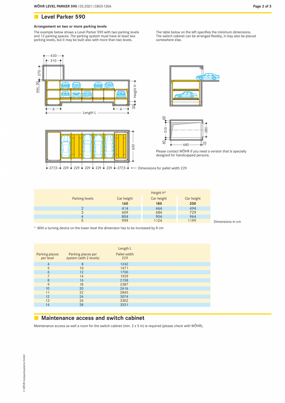 Pagina 2-Sistem automat de parcare WÖHR LEVEL PARKER 590 Fisa tehnica Engleza es. The parking system...