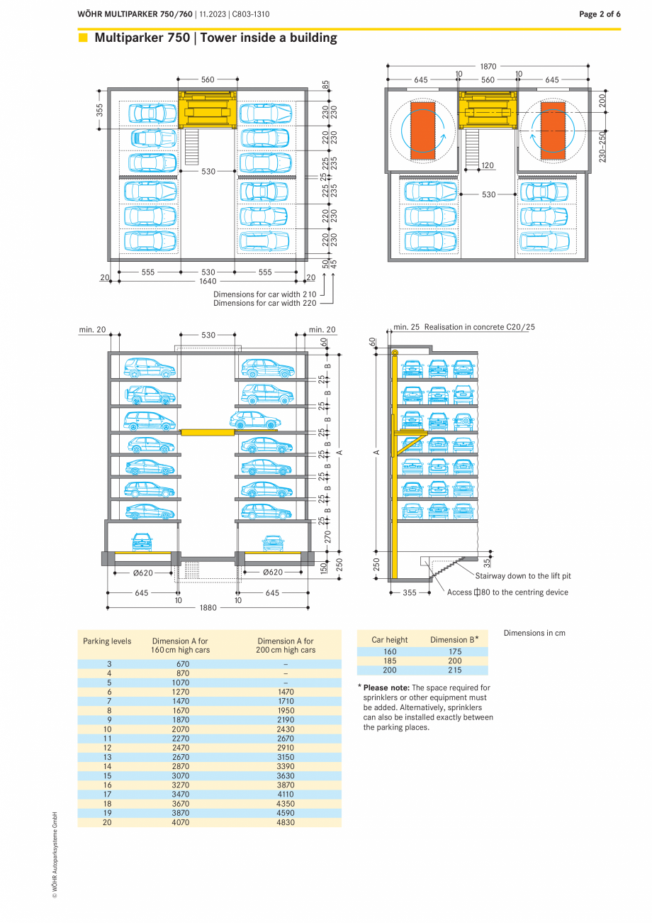 Pagina 2-Sistem de parcare automat Multiparker WÖHR MULTIPARKER 750/ 760 Fisa tehnica Engleza rrangement...