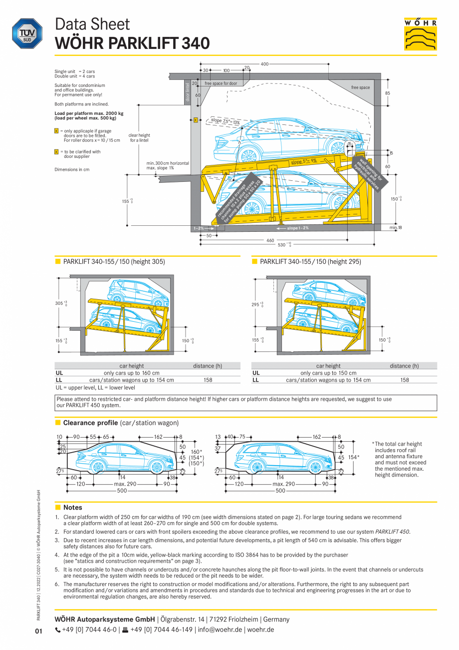 Pagina 1-Sistem mecanic de parcare WÖHR PARKLIFT 340 Fisa tehnica Engleza Data Sheet
WÖHR PARKLIFT 340
...