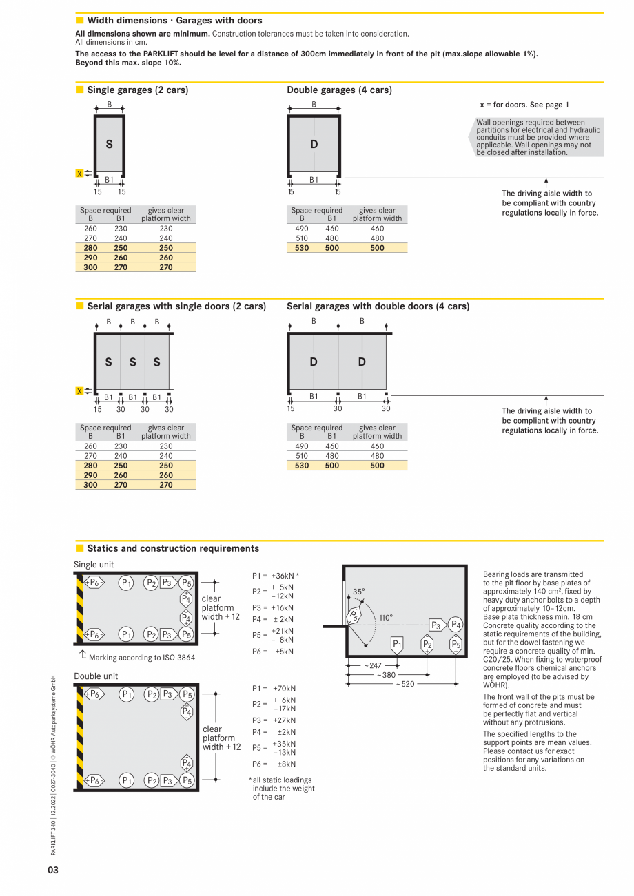 Pagina 3-Sistem mecanic de parcare WÖHR PARKLIFT 340 Fisa tehnica Engleza cars or cars with front...
