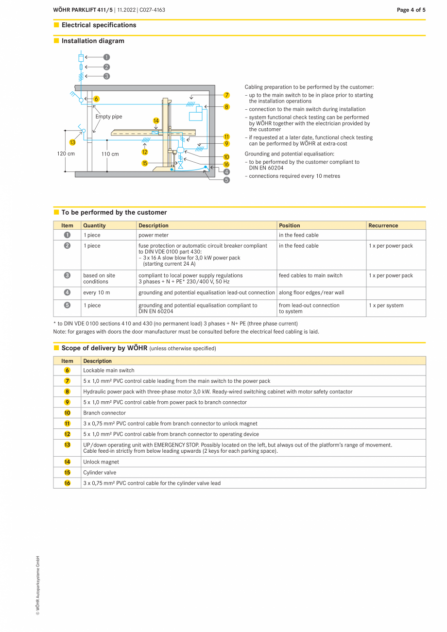 Pagina 4-Sistem mecanic de parcare WÖHR PARKLIFT 411 Fisa tehnica Engleza 20

150

38

22

* for a 250...
