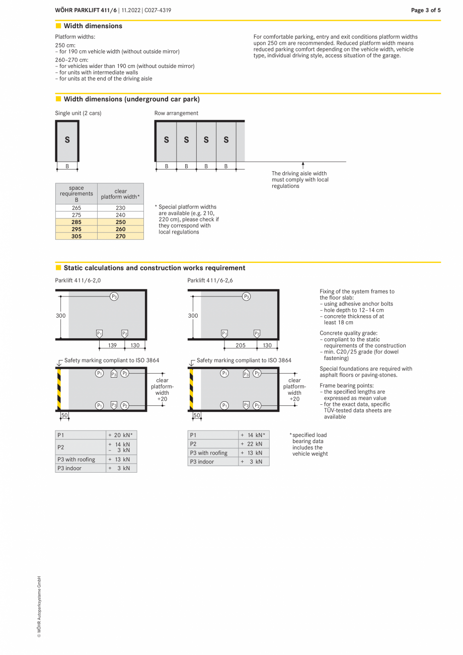 Pagina 3-Sistem mecanic de parcare WÖHR PARKLIFT 411 Fisa tehnica Engleza vailable, correspondingly...