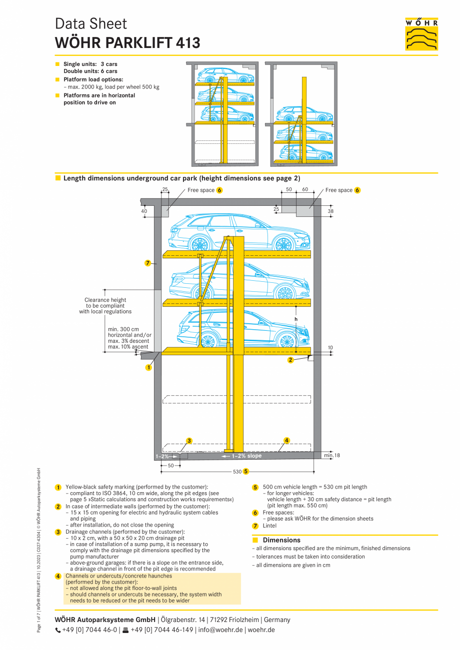 Pagina 1-Sistem mecanic de parcare WÖHR PARKLIFT 413 Fisa tehnica Engleza Data Sheet
WÖHR PARKLIFT 413
...