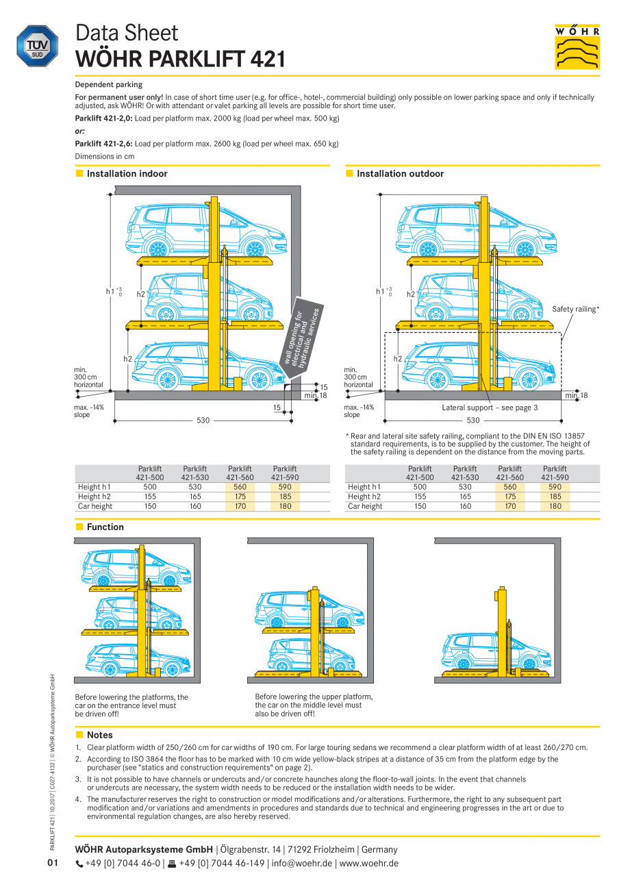 Pagina 1 - Sistem mecanic de parcare WÖHR PARKLIFT 421 Fisa tehnica Engleza Data Sheet
WÖHR...