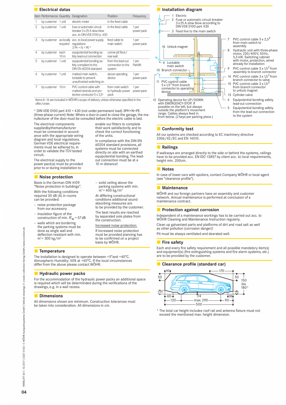 Pagina 4-Sistem mecanic de parcare WÖHR PARKLIFT 421 Fisa tehnica Engleza between partitions for...