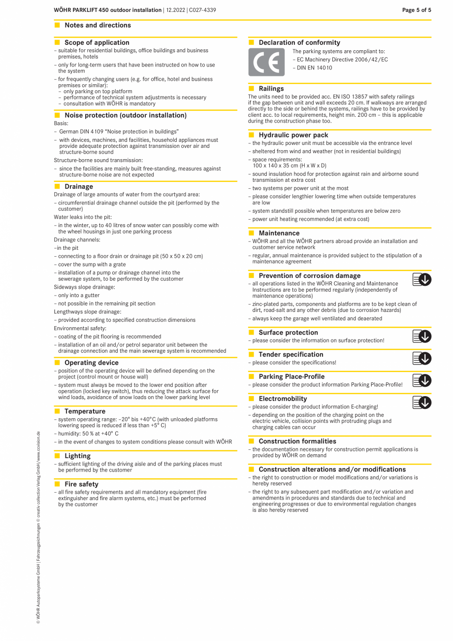 Pagina 5-Sistem mecanic de parcare (montaj în exterior) WÖHR PARKLIFT 450 Fisa tehnica Engleza 0**...