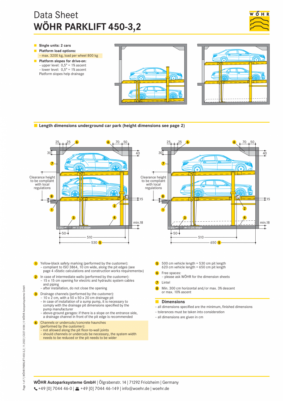 Pagina 1-Sistem mecanic de parcare Parklift 450-3.2 W&Ouml;HR Fisa tehnica Engleza Data Sheet
WÖHR PARKLIFT ...