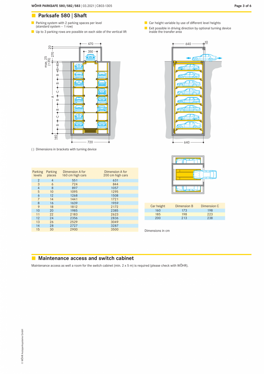 Pagina 3-Sistem de parcare automat Parksafe WÖHR PARKSAFE 580, PARKSAFE 582, PARKSAFE 583 Fisa tehnica...