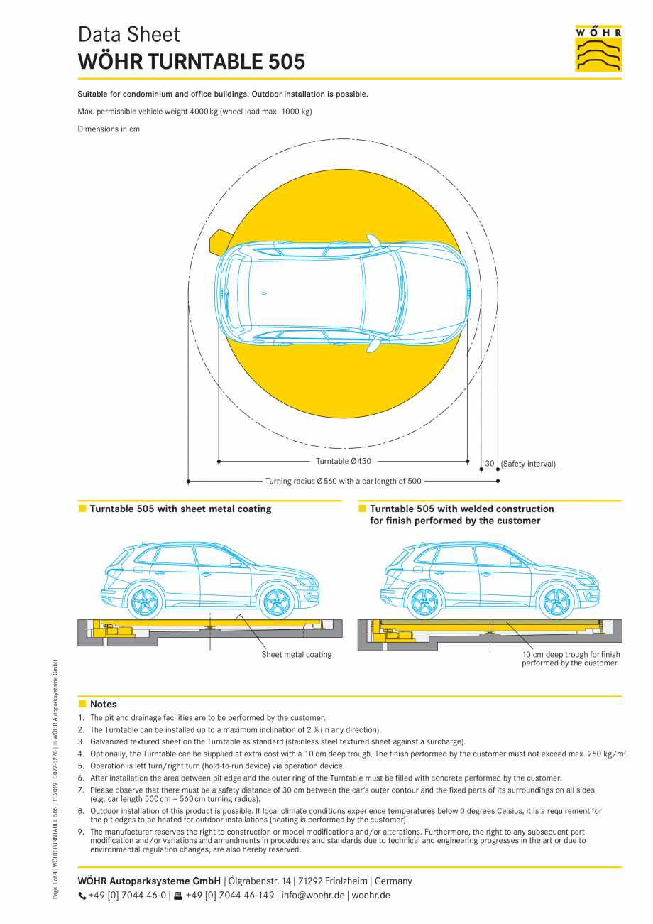 Pagina 1-Fișă tehnică placa turnanta WÖHR 505 Fisa tehnica Engleza Data Sheet
WÖHR TURNTABLE 505...