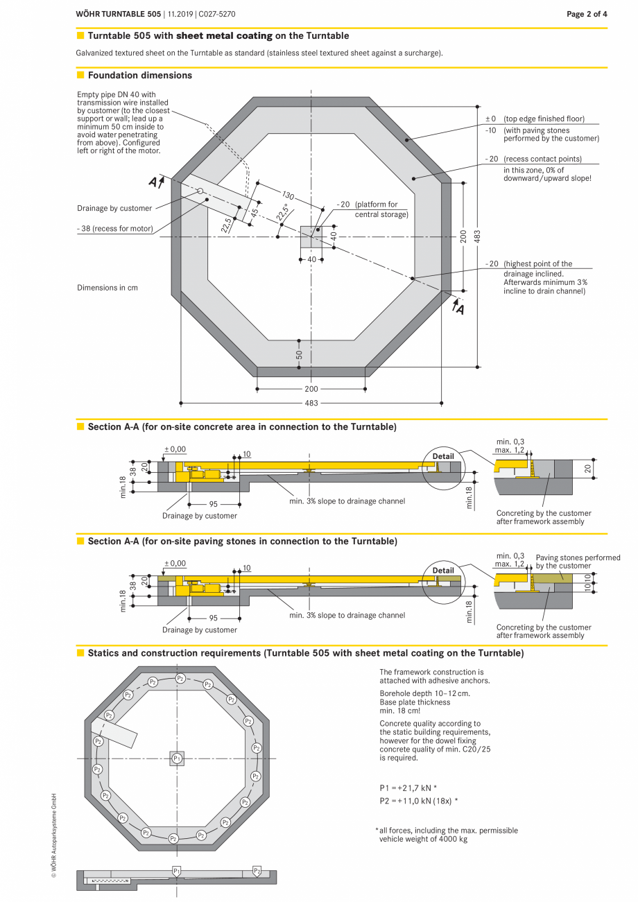 Pagina 2-Fișă tehnică placa turnanta WÖHR 505 Fisa tehnica Engleza table can be supplied at extra...