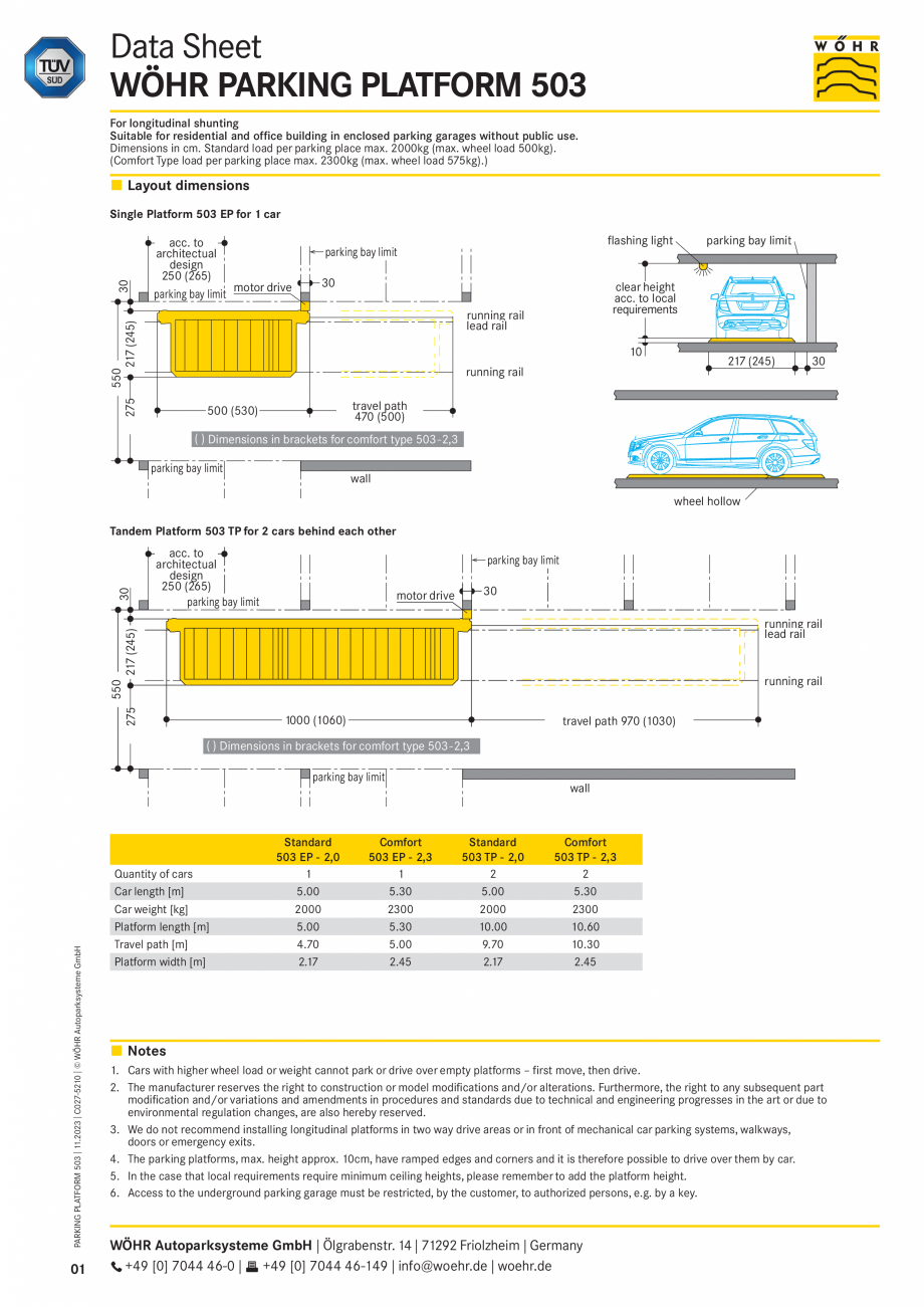 Pagina 1-Fișă tehnică platforma de parcare WÖHR 503 Fisa tehnica Engleza Data Sheet
WÖHR PARKING...