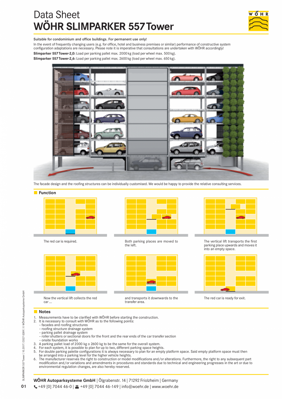 Pagina 1-Fișă tehnică sistem de parcare Slimparker 557 Tower WÖHR Fisa tehnica Engleza Data Sheet...