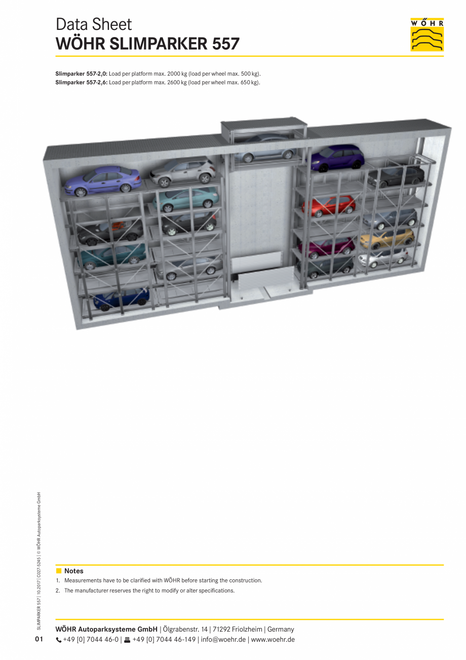 Pagina 1-Fișă tehnică sistem de parcare Slimparker 557 Shaft WÖHR Fisa tehnica Engleza Data Sheet...