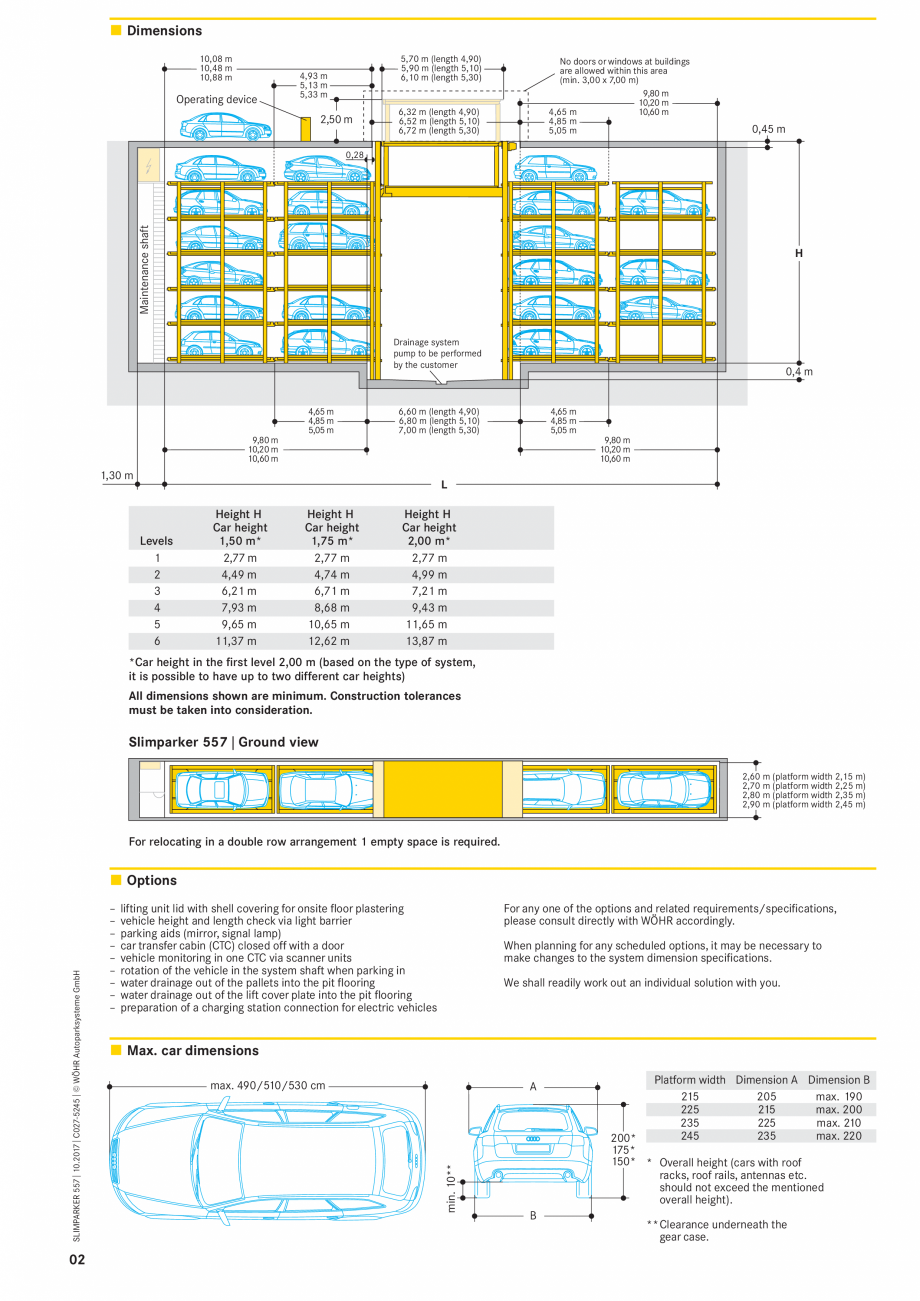 Pagina 2-Fișă tehnică sistem de parcare Slimparker 557 Shaft WÖHR Fisa tehnica Engleza  customer

4...