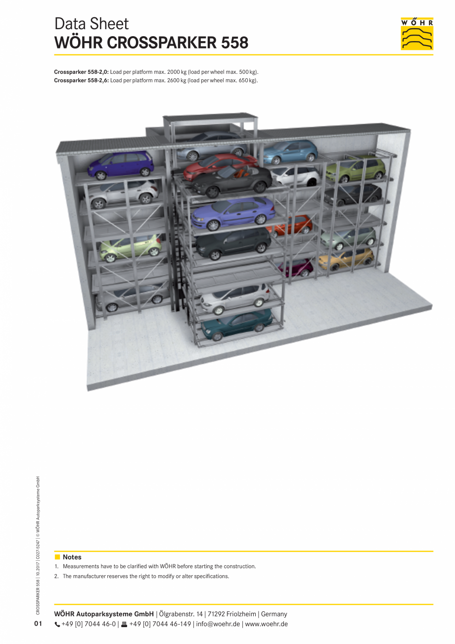 Pagina 1-Fisa tehnica sistem de parcare automat CROSSPARKER WÖHR CROSSPARKER 558 Fisa tehnica Engleza...