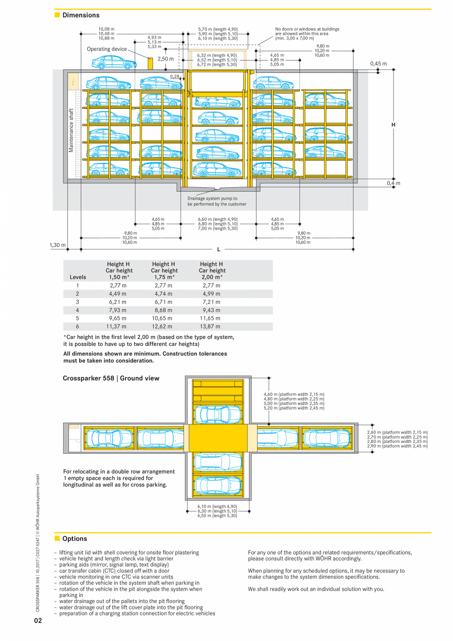 Pagina 2-Fisa tehnica sistem de parcare automat CROSSPARKER WÖHR CROSSPARKER 558 Fisa tehnica Engleza...