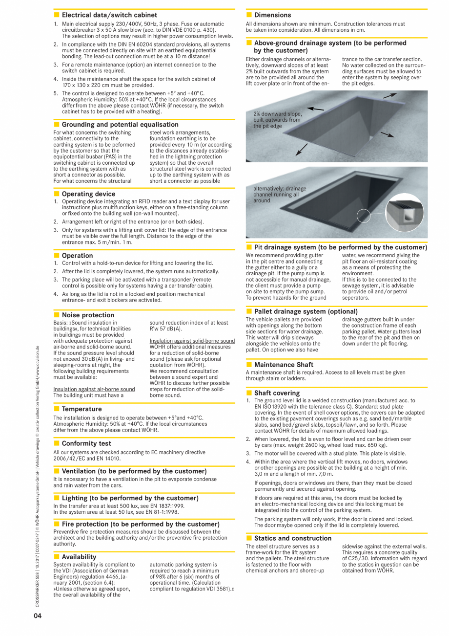 Pagina 4-Fisa tehnica sistem de parcare automat CROSSPARKER WÖHR CROSSPARKER 558 Fisa tehnica Engleza...