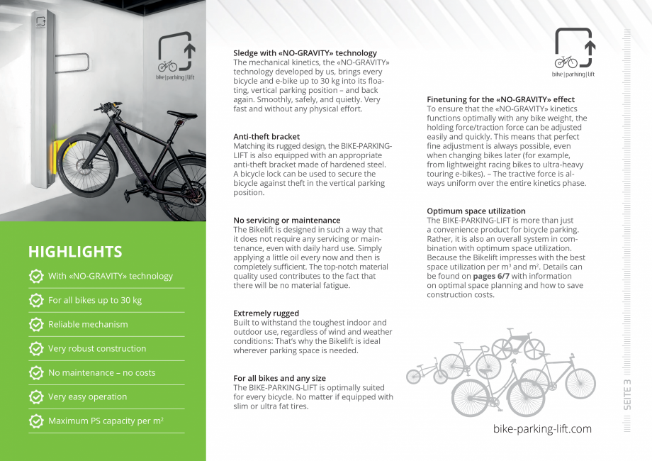 Pagina 3-Brosura sistem de parcare biciclete WÖHR Bike-Parking-Lift® Catalog, brosura Engleza  of...