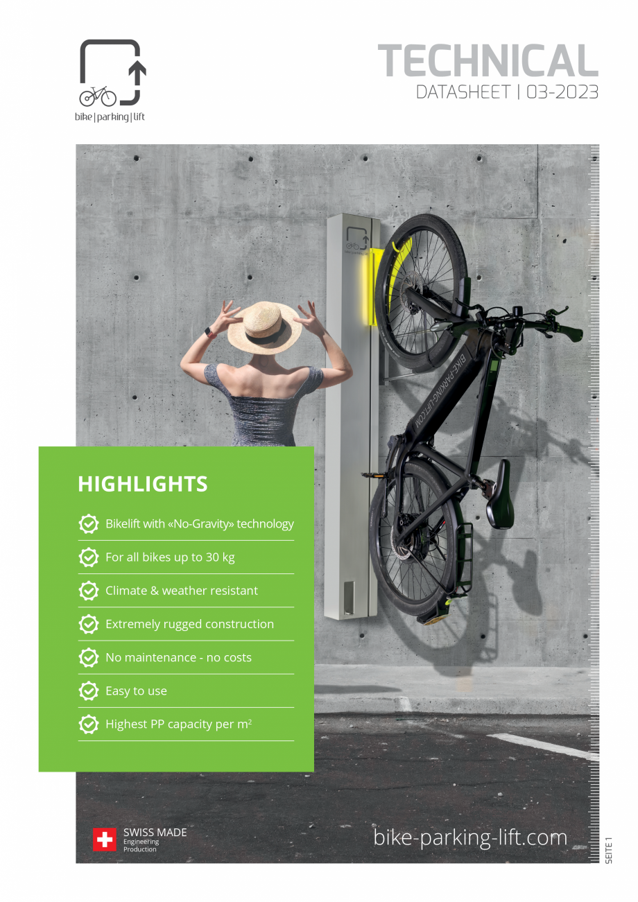 Pagina 1-Fisa tehnica sistem de parcare biciclete WÖHR Bike-Parking-Lift® Fisa tehnica Engleza...