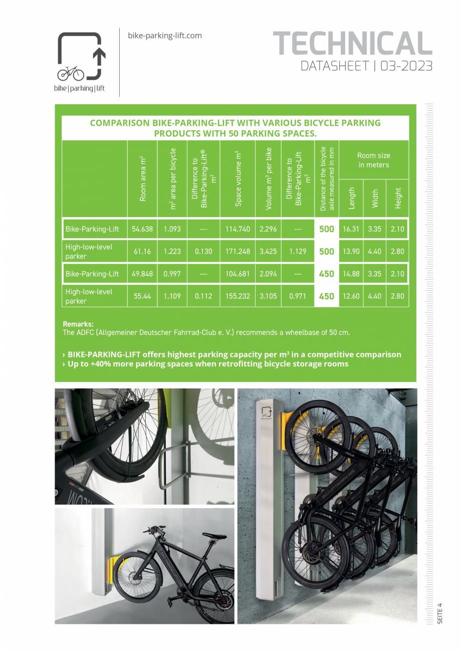 Pagina 4-Fisa tehnica sistem de parcare biciclete WÖHR Bike-Parking-Lift® Fisa tehnica Engleza  14...