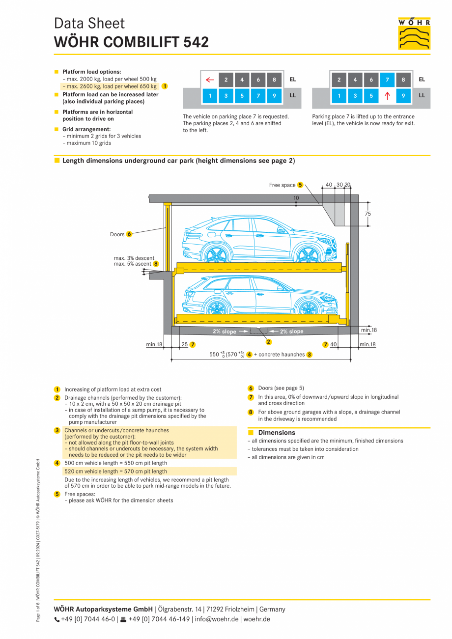 Pagina 1-Sistem mecanic de parcare - COMBILIFT  WÖHR COMBILIFT 542 Fisa tehnica Engleza Data Sheet
WÖHR...