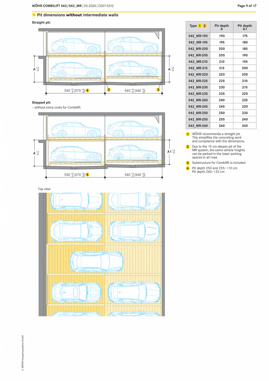 Pagina 9-Sistem mecanic de parcare - COMBILIFT 542 MR WÖHR Fisa tehnica Engleza length
L 1

Height H
...
