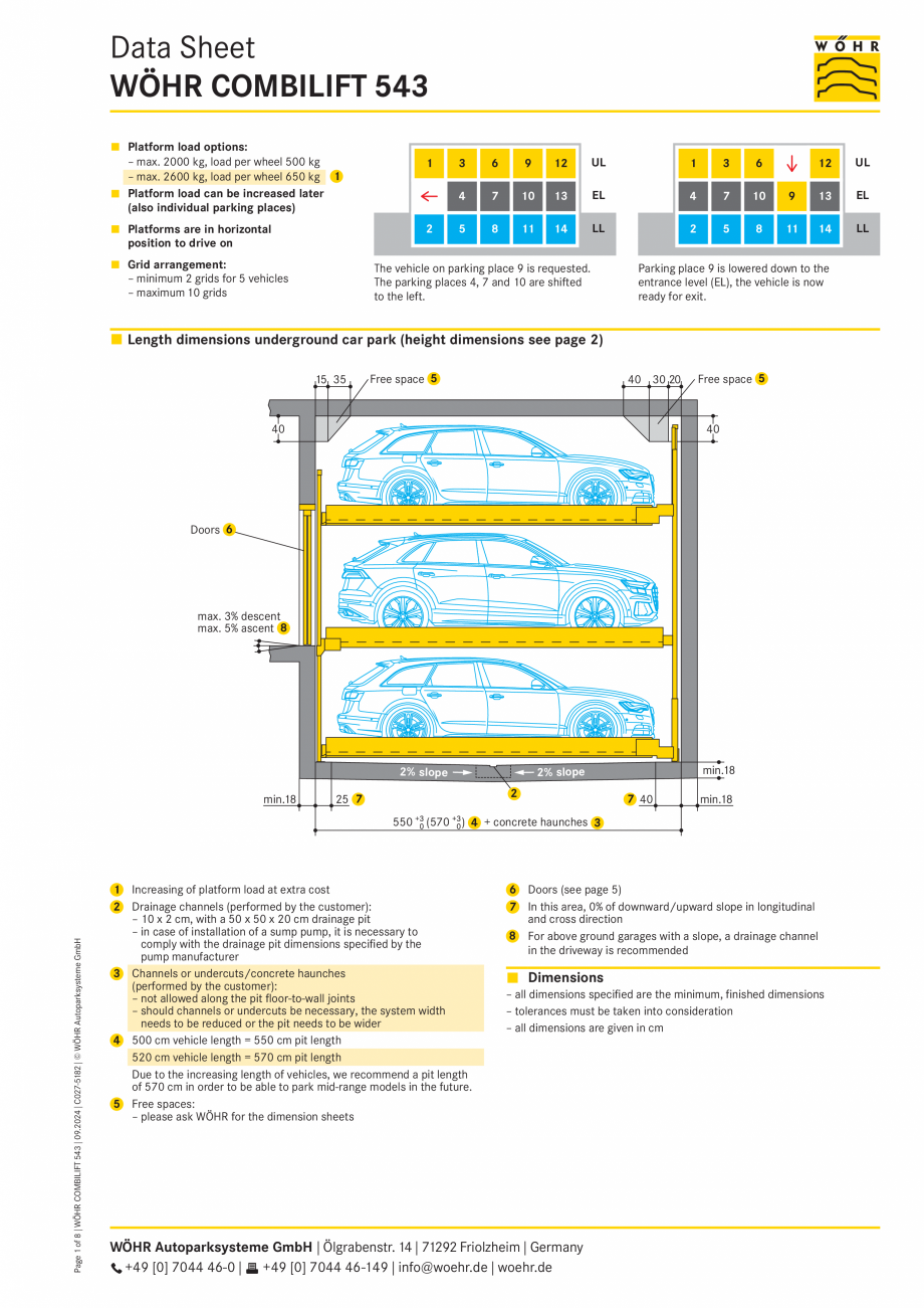 Pagina 1-Sistem mecanic de parcare - COMBILIFT  WÖHR COMBILIFT 543 Fisa tehnica Engleza Data Sheet
WÖHR...