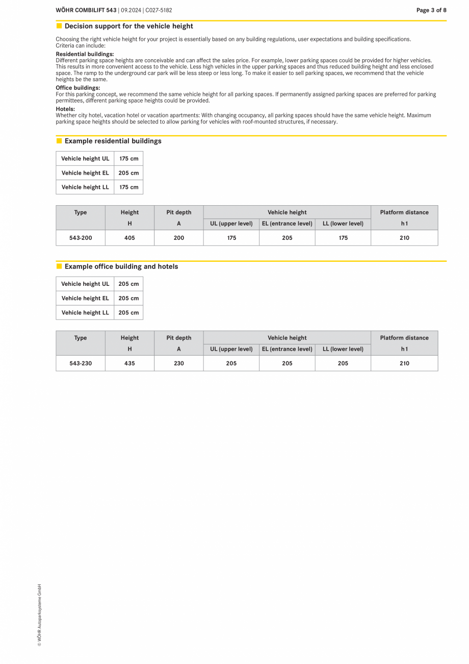 Pagina 3-Sistem mecanic de parcare - COMBILIFT  WÖHR COMBILIFT 543 Fisa tehnica Engleza imensions
–...