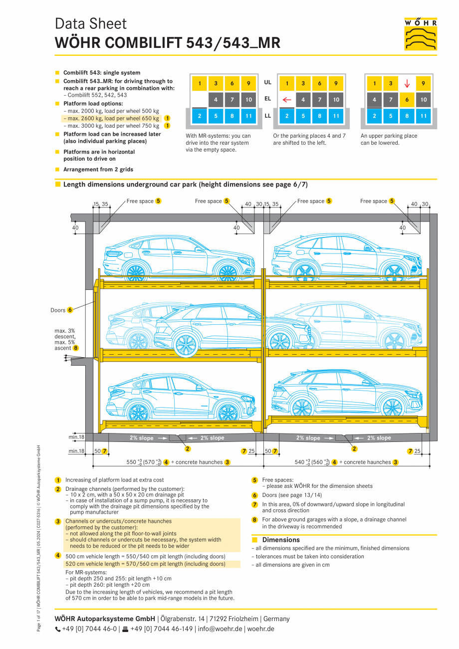 Pagina 1-Sistem mecanic de parcare - COMBILIFT 543 MR WÖHR Fisa tehnica Engleza Data Sheet
WÖHR...