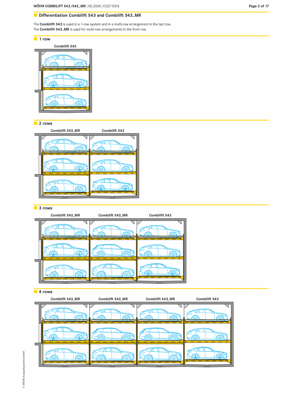 Pagina 2-Sistem mecanic de parcare - COMBILIFT 543 MR WÖHR Fisa tehnica Engleza 43/543_MR | 05.2024 |...