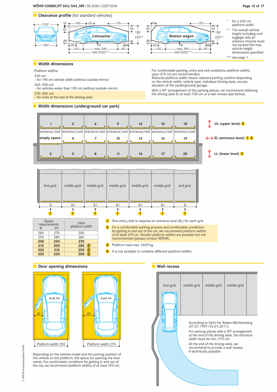 Pagina 12-Sistem mecanic de parcare - COMBILIFT 543 MR WÖHR Fisa tehnica Engleza  depth
A

Vehicle height...