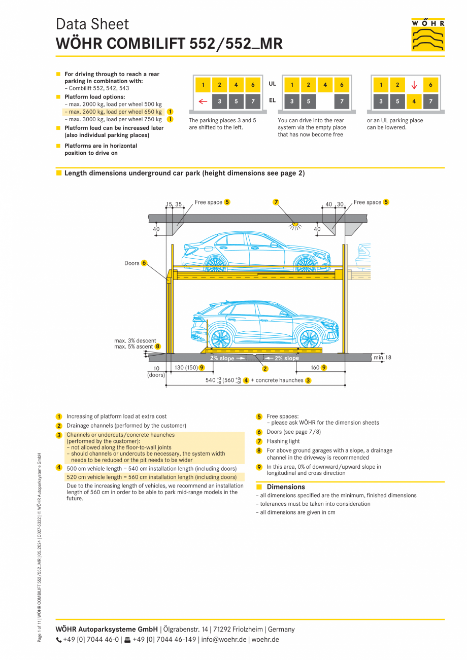 Pagina 1 - Sistem mecanic de parcare - COMBILIFT 552MR  WÖHR Fisa tehnica Engleza Data Sheet...