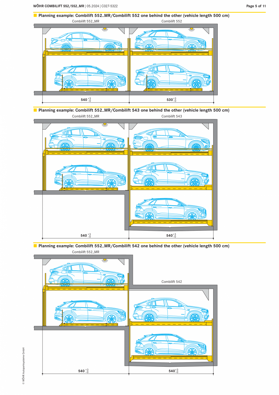 Pagina 5-Sistem mecanic de parcare - COMBILIFT 552MR  WÖHR Fisa tehnica Engleza el and the entrance...