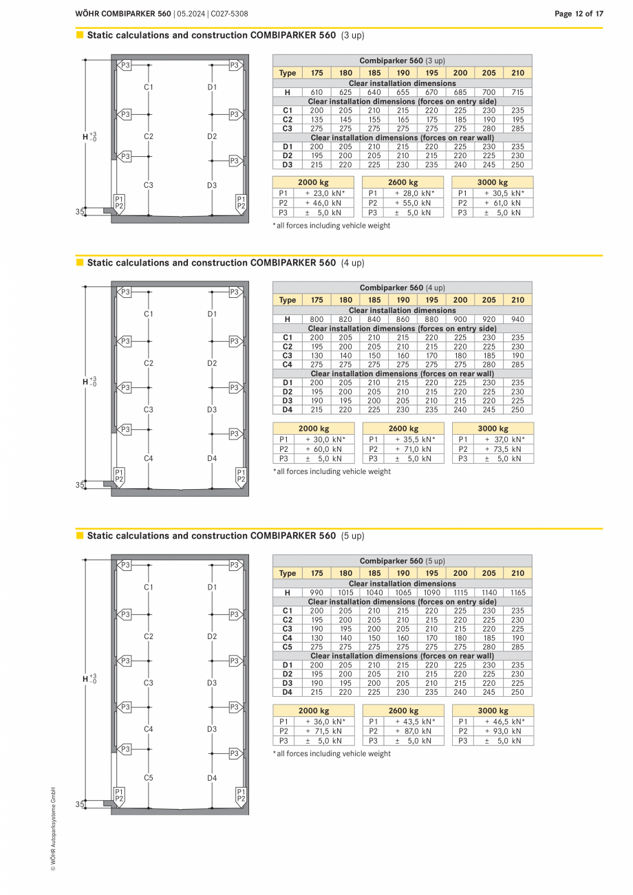 Pagina 12-Sistem mecanic de parcare COMBIPARKER WÖHR COMBIPARKER 560 Fisa tehnica Engleza 
220

210

215
...
