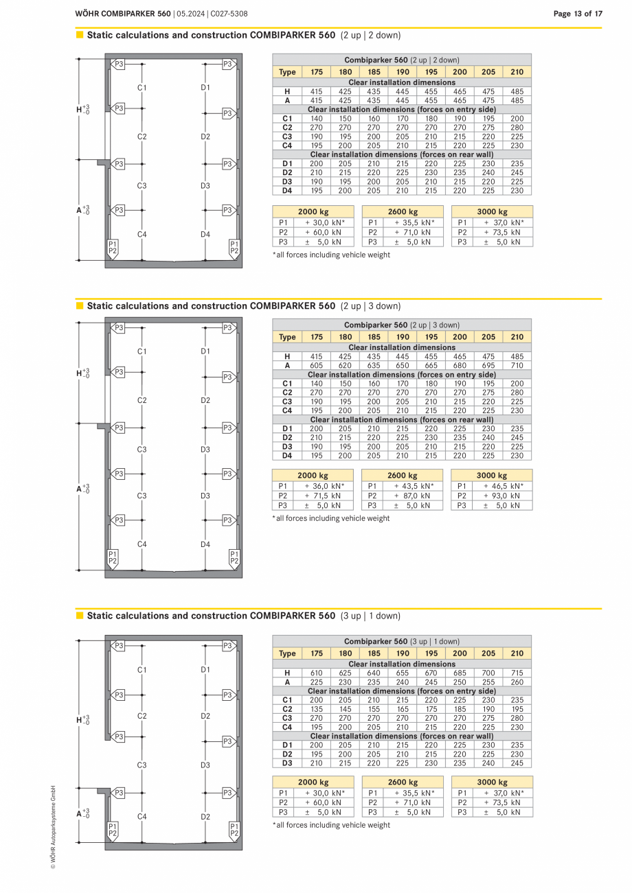 Pagina 13-Sistem mecanic de parcare COMBIPARKER WÖHR COMBIPARKER 560 Fisa tehnica Engleza tance
h1

180

...