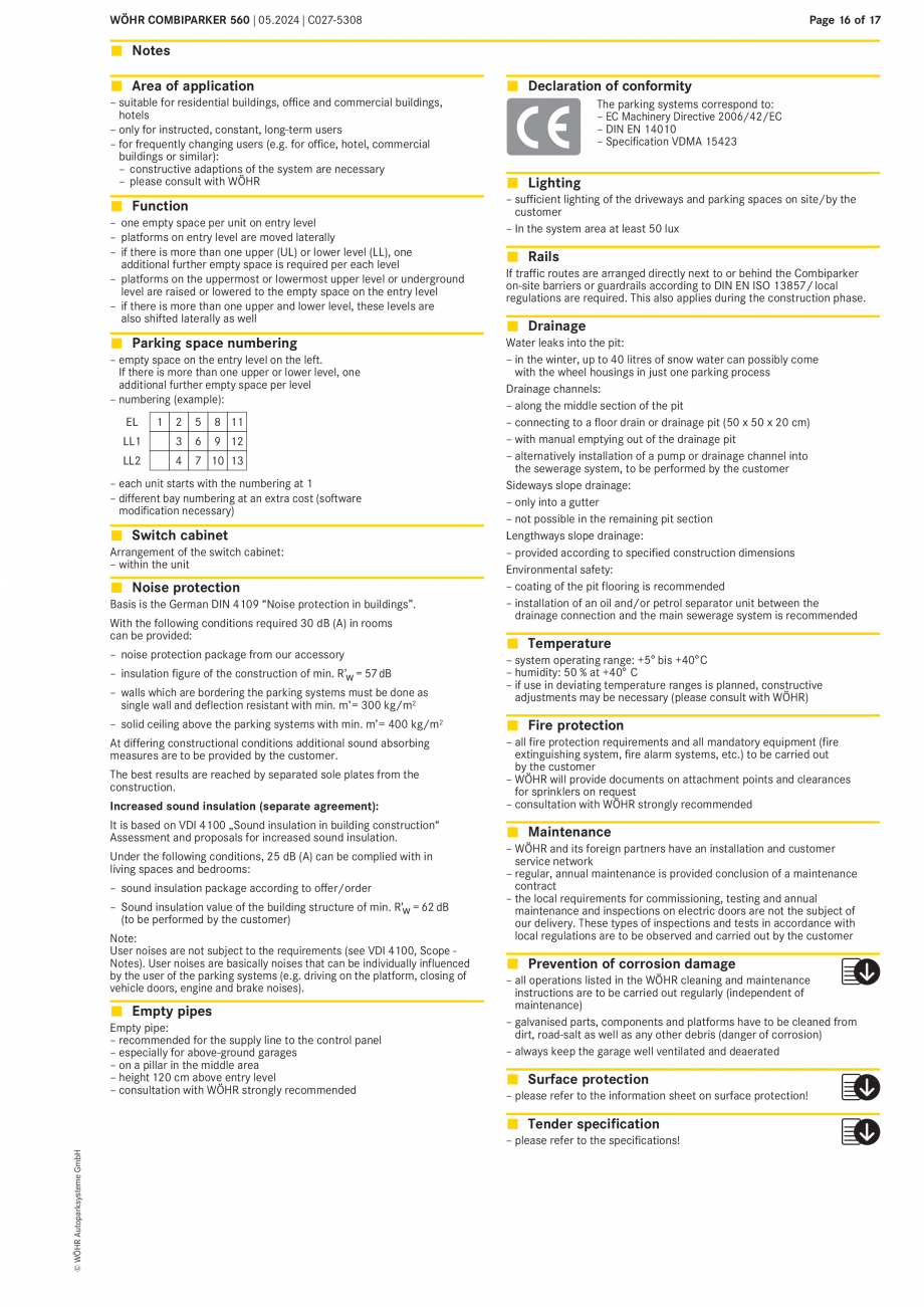 Pagina 16 - Sistem mecanic de parcare COMBIPARKER WÖHR COMBIPARKER 560 Fisa tehnica Engleza 14
...