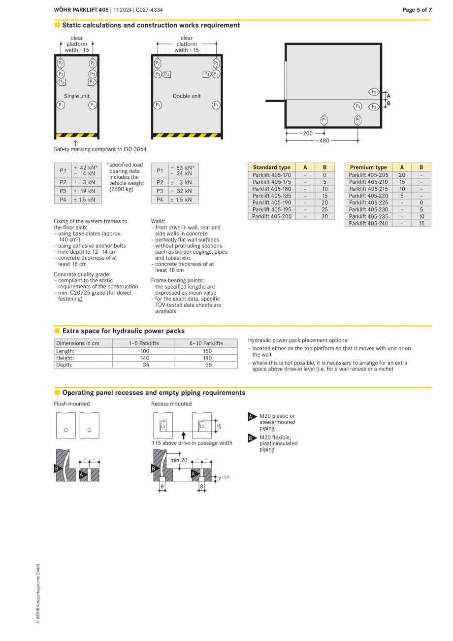 Pagina 5-Sistem mecanic de parcare WÖHR PARKLIFT 405 Fisa tehnica Engleza 0
max. 290
90

Platform...