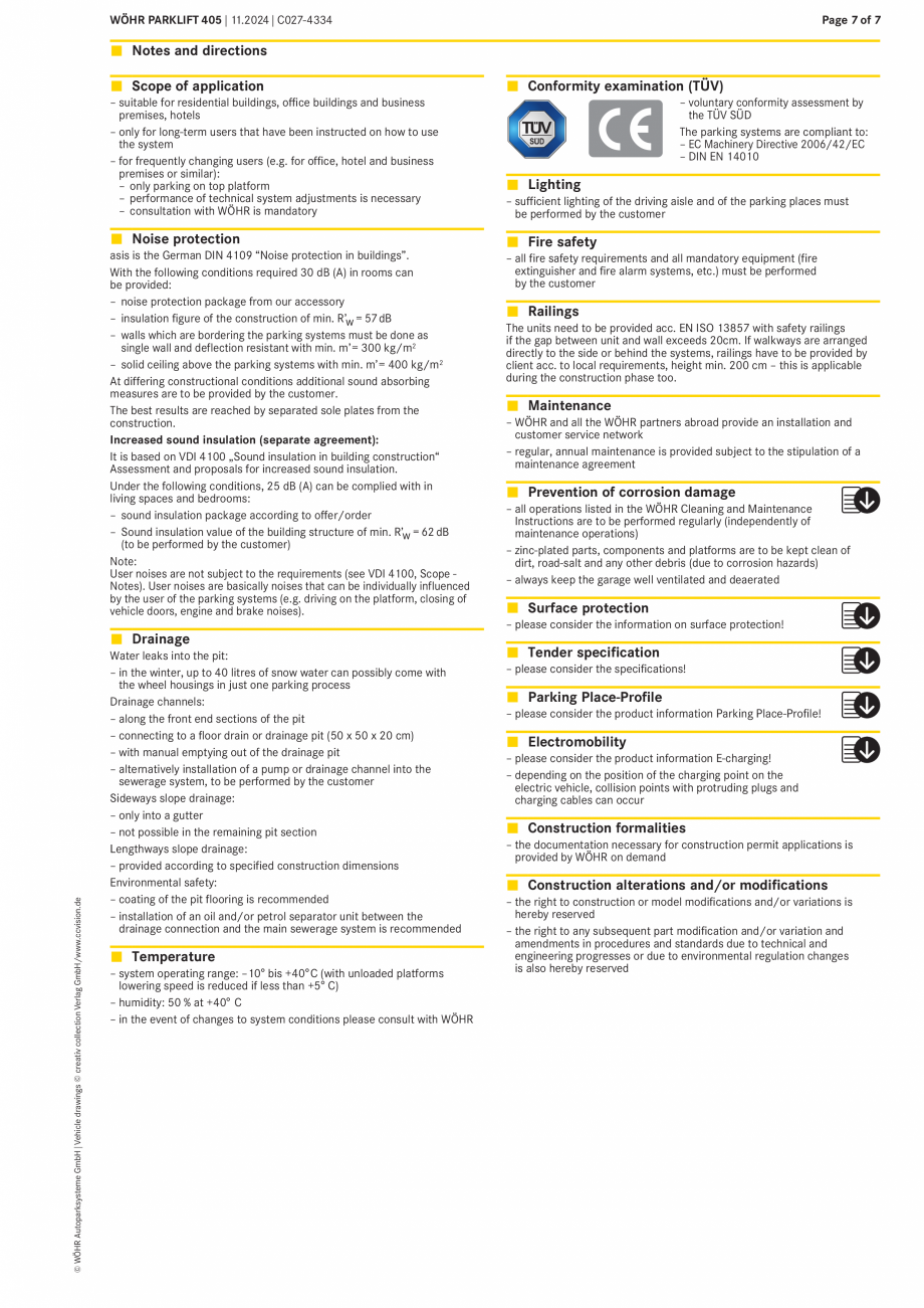 Pagina 7-Sistem mecanic de parcare WÖHR PARKLIFT 405 Fisa tehnica Engleza le units):
– for 190 cm...