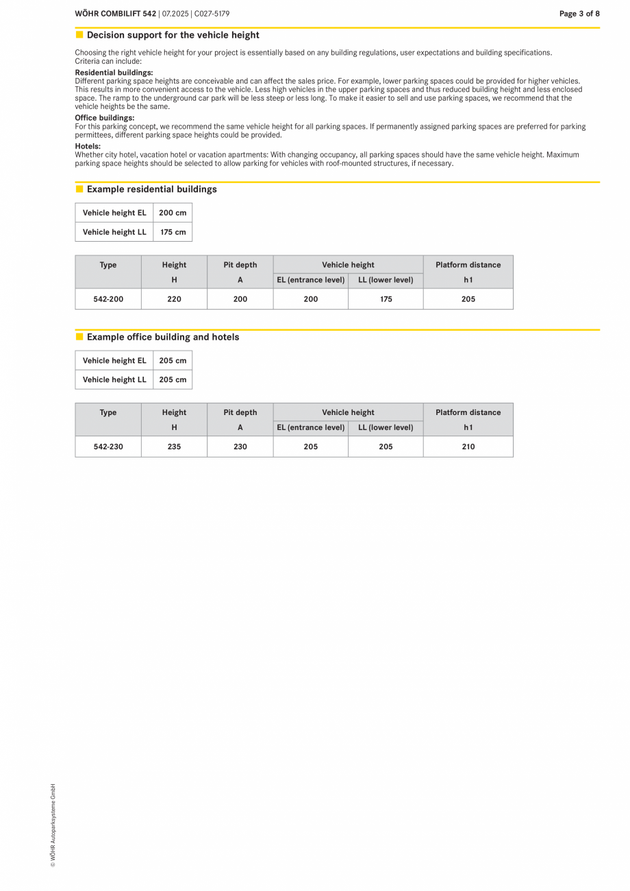 Pagina 3-Sistem mecanic de parcare - COMBILIFT W&Ouml;HR COMBILIFT 542 Fisa tehnica Engleza ions
–...