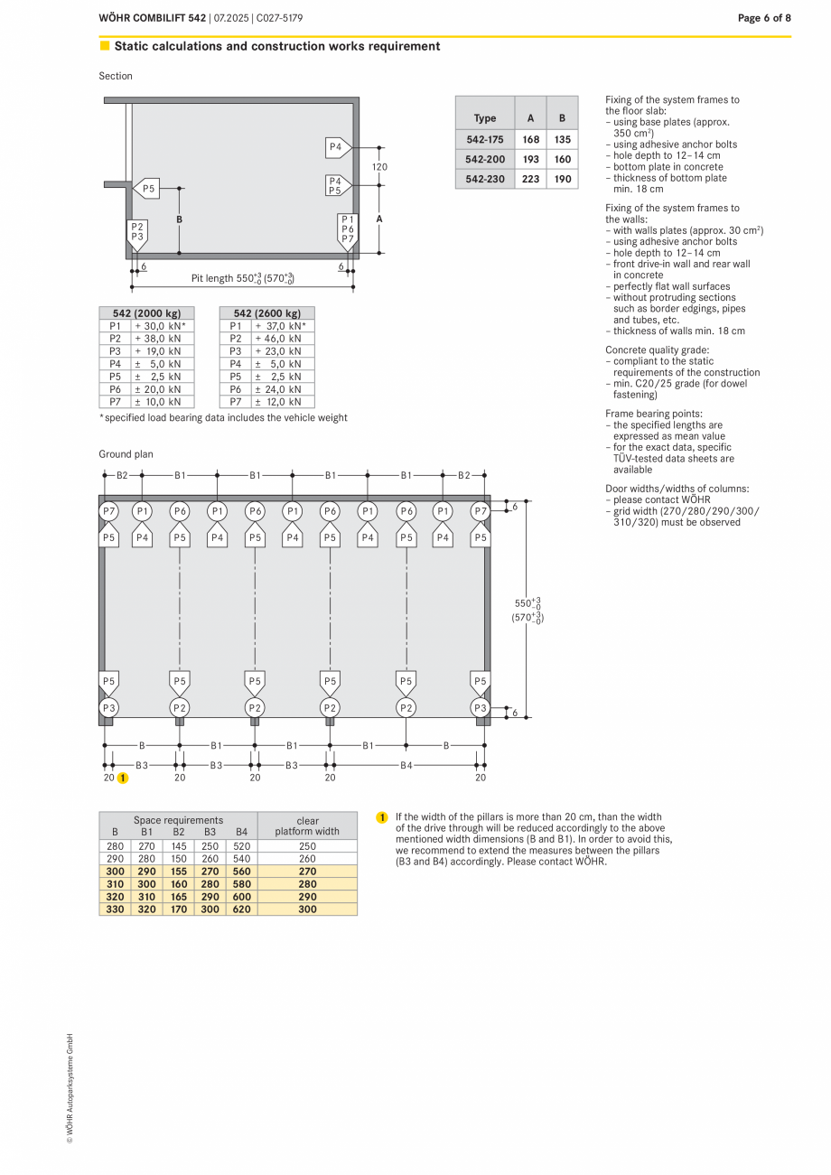 Pagina 6-Sistem mecanic de parcare - COMBILIFT W&Ouml;HR COMBILIFT 542 Fisa tehnica Engleza ing spaces should...