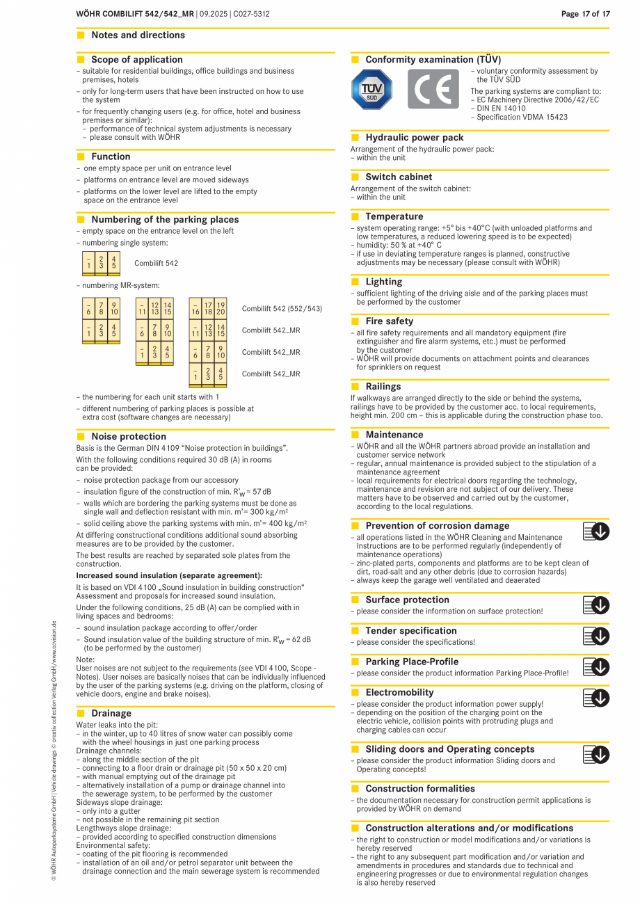 Pagina 17-Sistem mecanic de parcare - COMBILIFT 542 MR W&Ouml;HR Fisa tehnica Engleza Stepped pit:
– without...