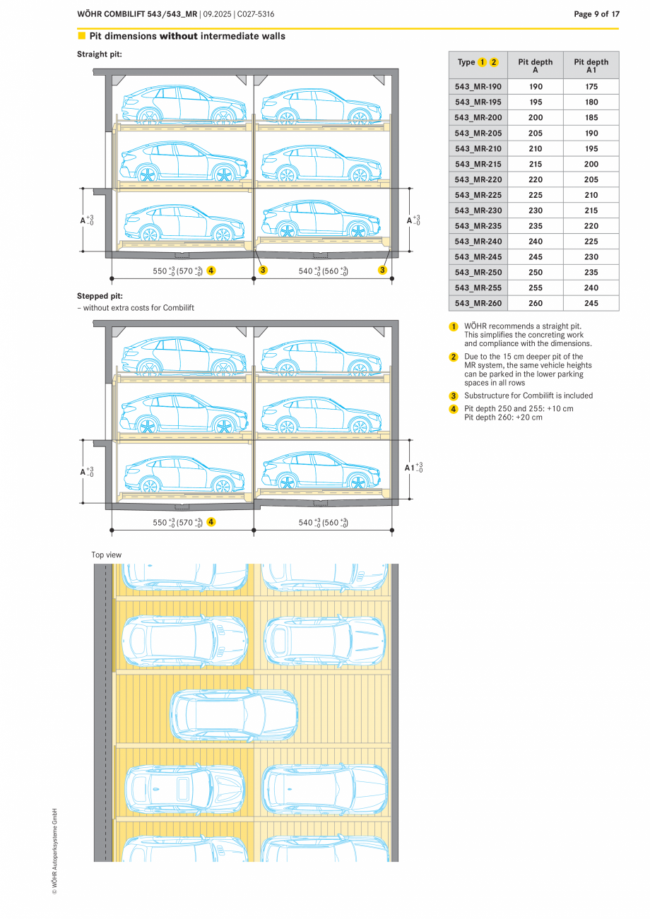 Pagina 9-Sistem mecanic de parcare - COMBILIFT 543 MR W&Ouml;HR Fisa tehnica Engleza 
h1

LL

A +3
–0

L +3...