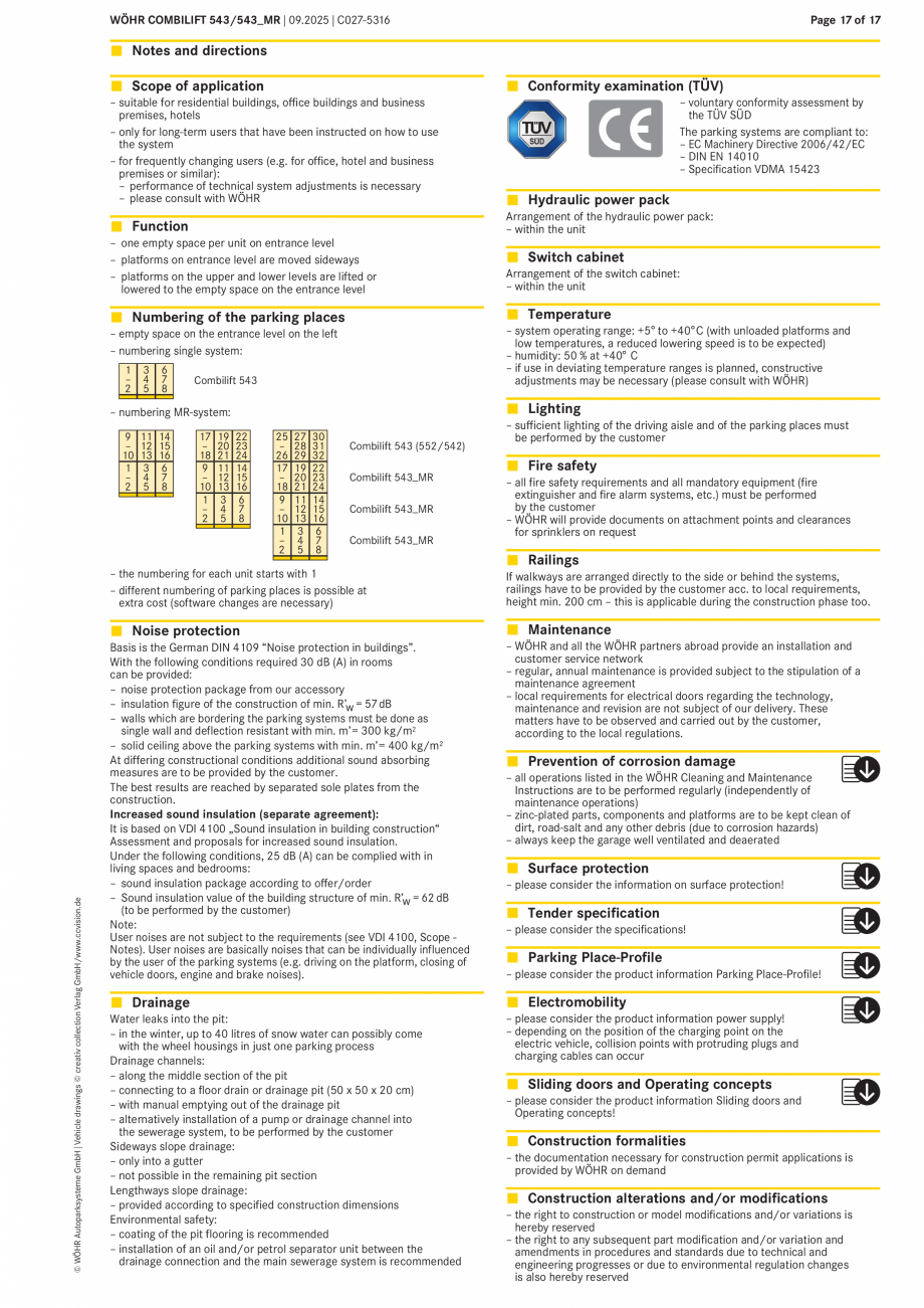 Pagina 17-Sistem mecanic de parcare - COMBILIFT 543 MR W&Ouml;HR Fisa tehnica Engleza oparksysteme GmbH
...
