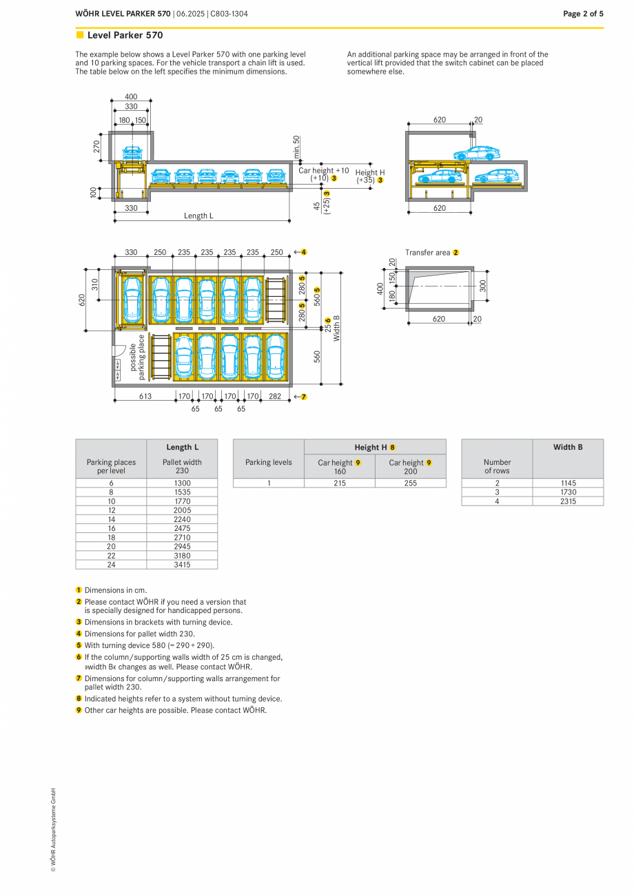 Pagina 2-Sistem automat de parcare W&Ouml;HR LEVEL PARKER 570 Fisa tehnica Engleza Autoparksysteme GmbH |...