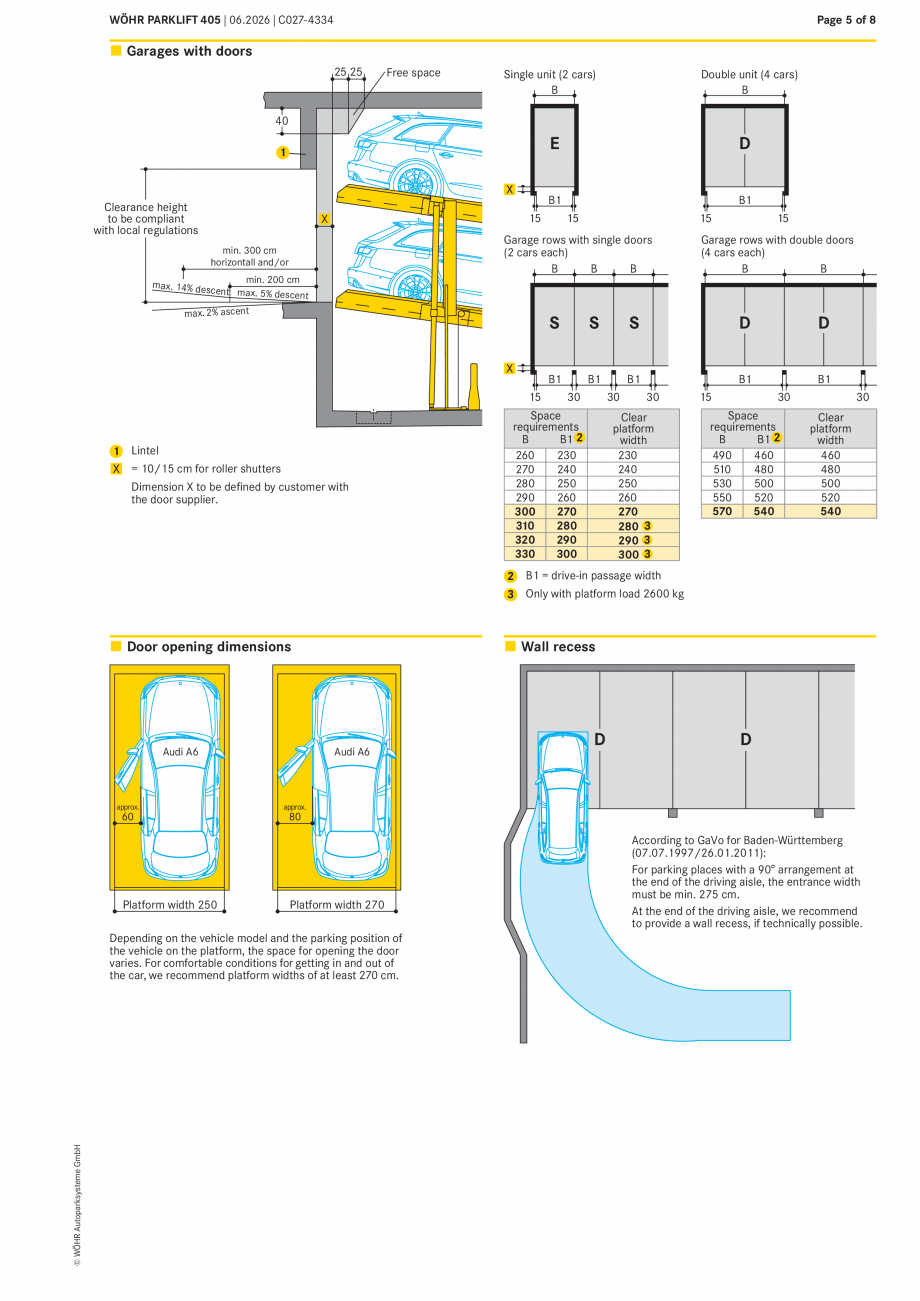 Pagina 5-Sistem mecanic de parcare W&Ouml;HR PARKLIFT 405 Fisa tehnica Engleza orm.

405-225

UL= upper level...