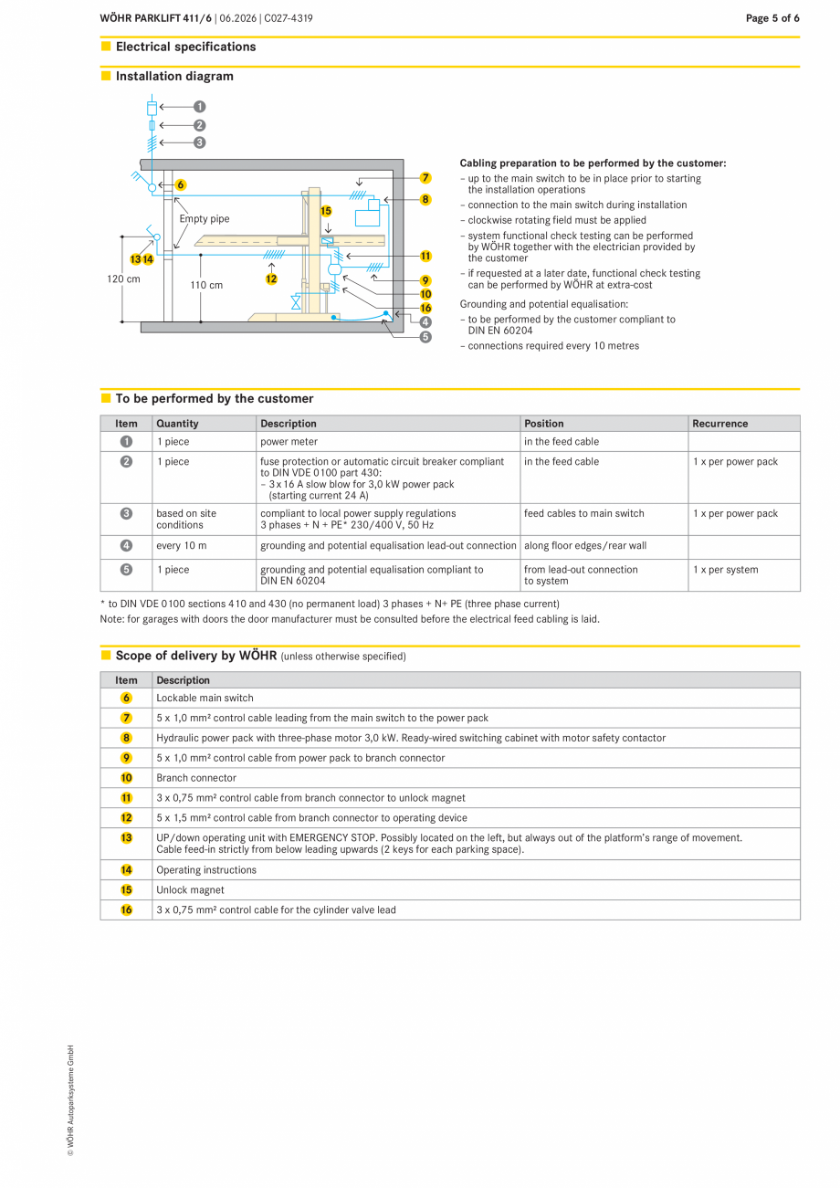 Pagina 5-Sistem mecanic de parcare W&Ouml;HR PARKLIFT 411 Fisa tehnica Engleza ing spaces should have the...
