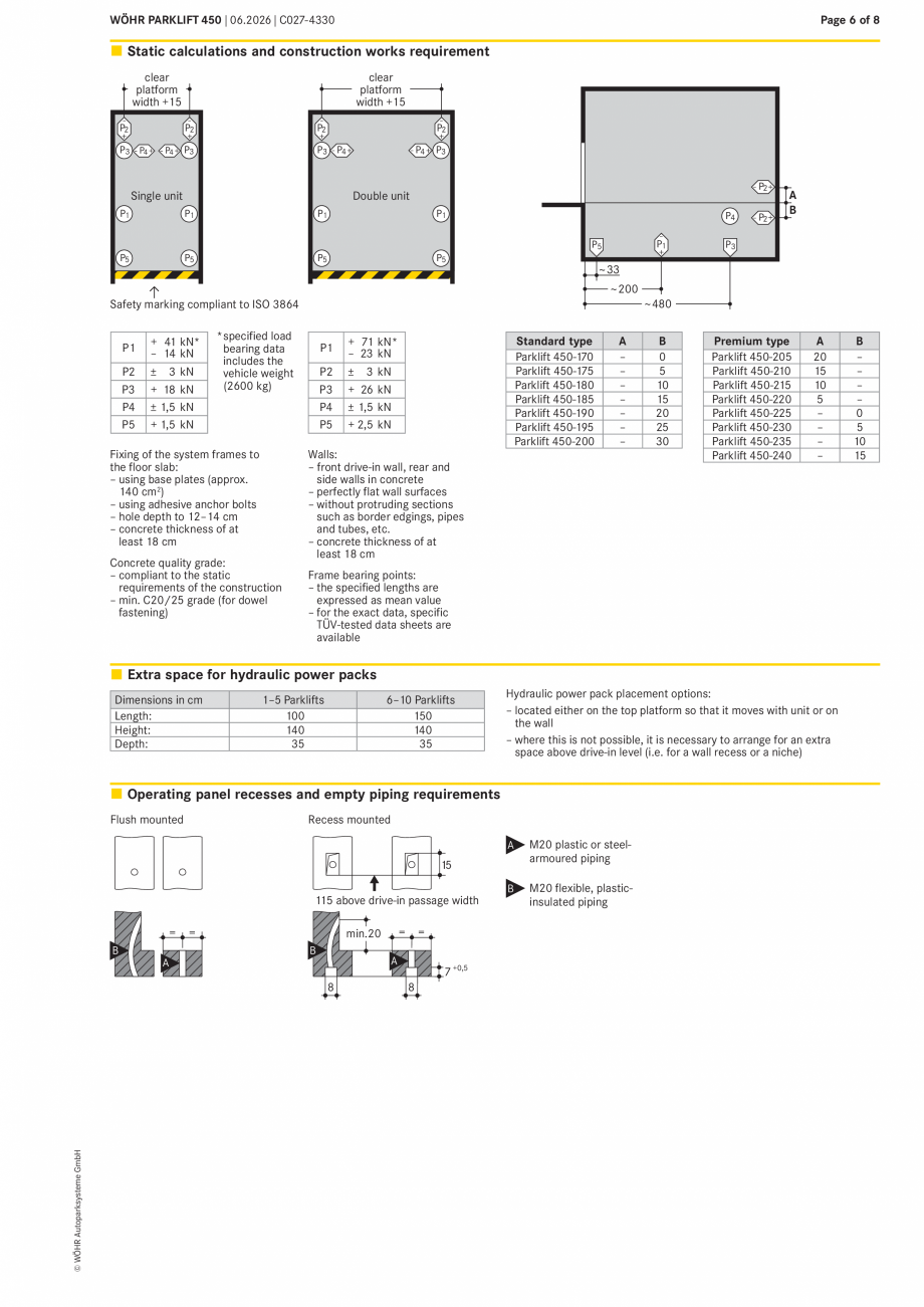 Pagina 6-Sistem mecanic de parcare W&Ouml;HR PARKLIFT 450 Fisa tehnica Engleza mmend that the
vehicle heights...